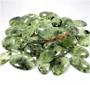 Lote al por mayor de cabujón prehnita verde natural piedras preciosas rutiladas 1000 quilates 22 piezas - Imagen 1 de 8