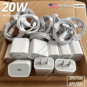 Bulk Lot For iPhone 14 13 11 20W Fast Charger PD Cable USB Type-C Power Adapter - Picture 1 of 16