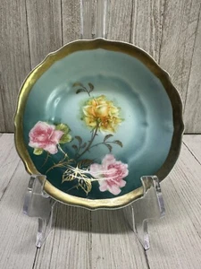 C.T. Antiguo cuenco para servir Carl Tielsch Altwasser pintado floral borde dorado #21558 - Imagen 1 de 6