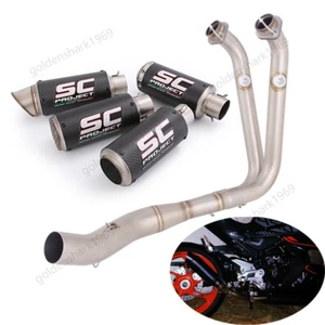 For CF-Moto 450SR-S 2023-2025 Exhaust System Black Carbon Fiber Muffler Pipe Tip - Picture 1 of 13