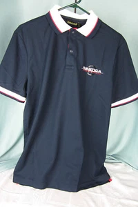 Nautica Competition M medium Golf Shirt Navy Blue White Snap front NWT - Picture 1 of 3