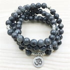 6mm black glitter stone 108 beads 3D stretch bracelet Fabric Bohemian Trendy