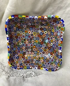 Murano Millefiori Schmuckschale Murrine tausend Blumen Kunstglas eckig heidnisch - Bild 1 von 10