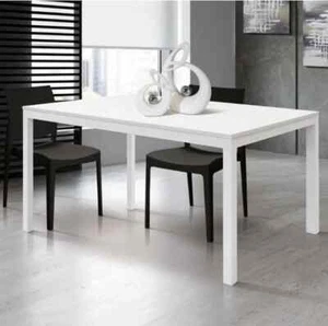 TAVOLO METALLO BIANCO PIANO BIANCO FRASSINATO - Foto 1 di 2