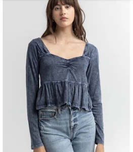 Top corto ROXY Dancing Days Denim Look - Denim Blue Look - Talla XS - NUEVO CON ETIQUETAS - Imagen 1 de 15