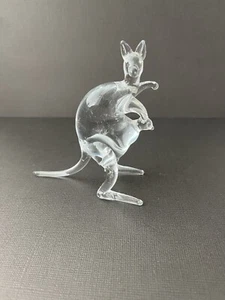 Vintage Retro Kitsch Murano Style Miniature Art Glass Kangaroo and Joey figurine - Picture 1 of 7