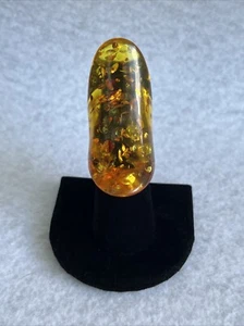 Modernist Faux Bernstein Ring Abstrakt Boho Hippie Klein Ringgröße 5,5 - Bild 1 von 8