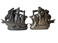 Old Ironsides Constitution 3 Mast Metal Bookends Set Of 2  1 Lb 8 Oz Each 