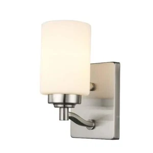 Mod Pod 4.5" 1-Light Brushed Nickel Wall Sconce Light Fixture with Frosted Glass - Picture 1 of 5