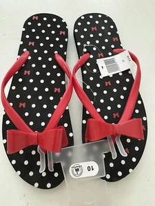 Disney Parks MINNIE MOUSE East Infradito Fiocchi Rossi Taglia 10 Parchi Disney NUOVO - Foto 1 di 5