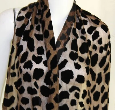 Cachecol retangular oblongo veludo animal marrom burnout seda DESIGNER Estate - Imagem 1 de 4