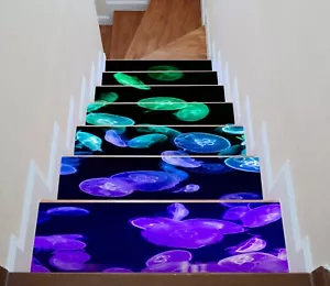 3D Grüne Quallen C194 Stair Risers Dekoration Fototapete Vinyl Tapete Vera - Picture 1 of 6