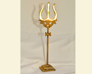 7.5" Large Brass Shiva's Trident / Trishul | Handmade Shiva's Trishul For Pooja