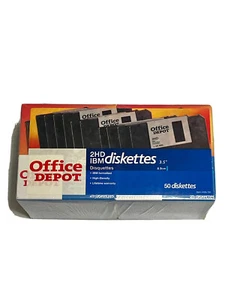 New Office Depot 3 1/2" HD PC Formatted Diskettes 50 Pack Factory Sealed Box - Picture 1 of 8