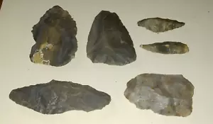 6 Native American Indian Artifacts ~ Tools/Knifes/Scrapers/Points from Tennesse - Picture 1 of 5