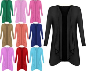 LADIES LONG SLEEVE WATERFALL WOMEN CARDIGAN TOP DUSTER COAT JACKET UK PLUS SIZE - Picture 1 of 13