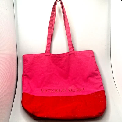 Victoria's Secret PINK Red Canvas Logo Tote Shopper Beach Bag Purse- - Image 1 of 4