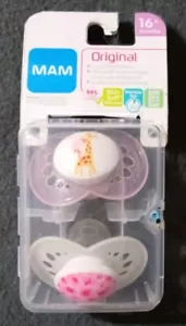 MAM Original Pacifier 2 Pack Age 16+ Months - Giraffe and Pink Camo ***NEW*** - Picture 1 of 3