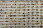 Wholesale Lots 40Pcs Mixed Gold Plated Jewelry Filled Rhinestone Women Rings