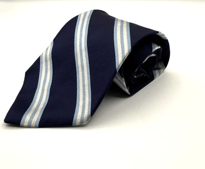 Corbata clásica Brooks Brothers para hombre azul marino a rayas toda seda hecha en EE. UU. Foto 1 de 3