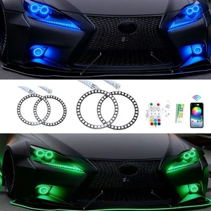 2x APP LED 40~170MM RGB Angel Eye Lights Halo Rings for Headlights DRL Fog Light - Bild 1 von 35
