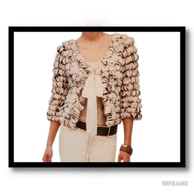 $275 BCBGMAXAZRIA Cárdigan de Piel de Conejo Real Chal Suéter Mujeres Pequeño Genuino Tostado Foto 1 de 4