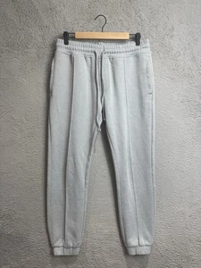 ARNE Joggers Mens Medium Grey Herringbone Smart Slim Fit Drawstring Trousers - Picture 1 of 10