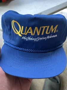 Vintage 80s Quantum Fishing Fisherman Hat Blue Rope Snapback Cap Never Worn - Picture 1 of 8