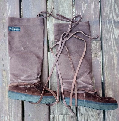 STEGER Mukluks Marrón Piel de Alce Lona Invierno Nieve 17" Botas de Alto Talla 8 (Mujer) Foto 1 de 4