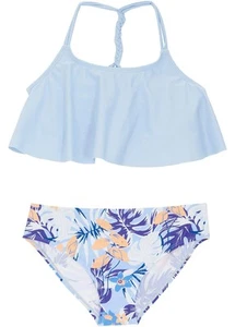 Neu 2-tlg Set Bikini Gr. 128/134 Perlblau Royal Bedruckt Mädchen-Schwimmanzug - Bild 1 von 1