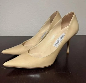 Zapatos de tacón Jimmy Choo para mujer talla 38 beige charol nude hechos en Italia - Imagen 1 de 12