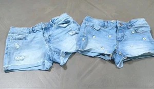 So 2 Pair Girls Size 10 cut Off Blue Jeans Shorts 291 - Picture 1 of 6