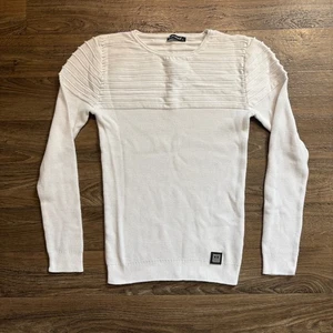 Y2K / Vintage Barabas Rippstrick Langarm Shirt Struktur Weiß Oberteil XXL - Bild 1 von 7