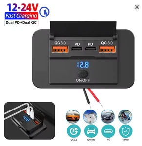 4-Ports 12V RV USB Steckdose 108W Dual PD3.0 für QC3.0 KFZ Ladegerät Buchse Ad - Bild 1 von 7