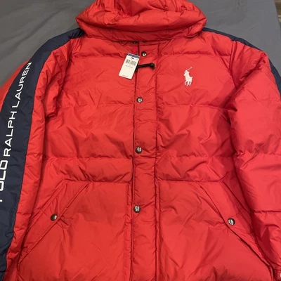 Polo Ralph Lauren 男式 Big&Tall Red Duck Down Puffer 2XLT 可拆卸罩!! — 第 1/4 张图片