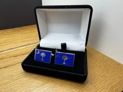 Gemelos esmaltados bandera del estado de Carolina del Sur nuevos en caja nuevos en caja Foto 1 de 3
