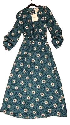 Maxi Vestido Diane von Furstenberg Nina Para Mujer 2 Verde Azulado Negro Blanco Manga Larga Foto 1 de 4