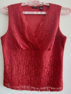 Blusa sin mangas de encaje roja XL de BAY STUDIO para mujer con costura de cintura Empire - Imagen 1 de 7