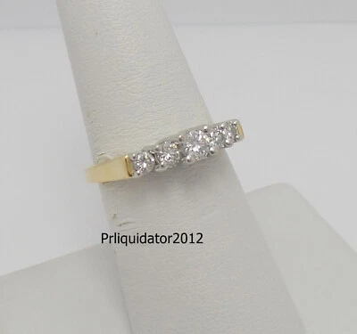 1/2CT Natural Diamond Shared Prong Anniversary Wedding Band Ring 18K Yellow Gold - Image 1 of 4