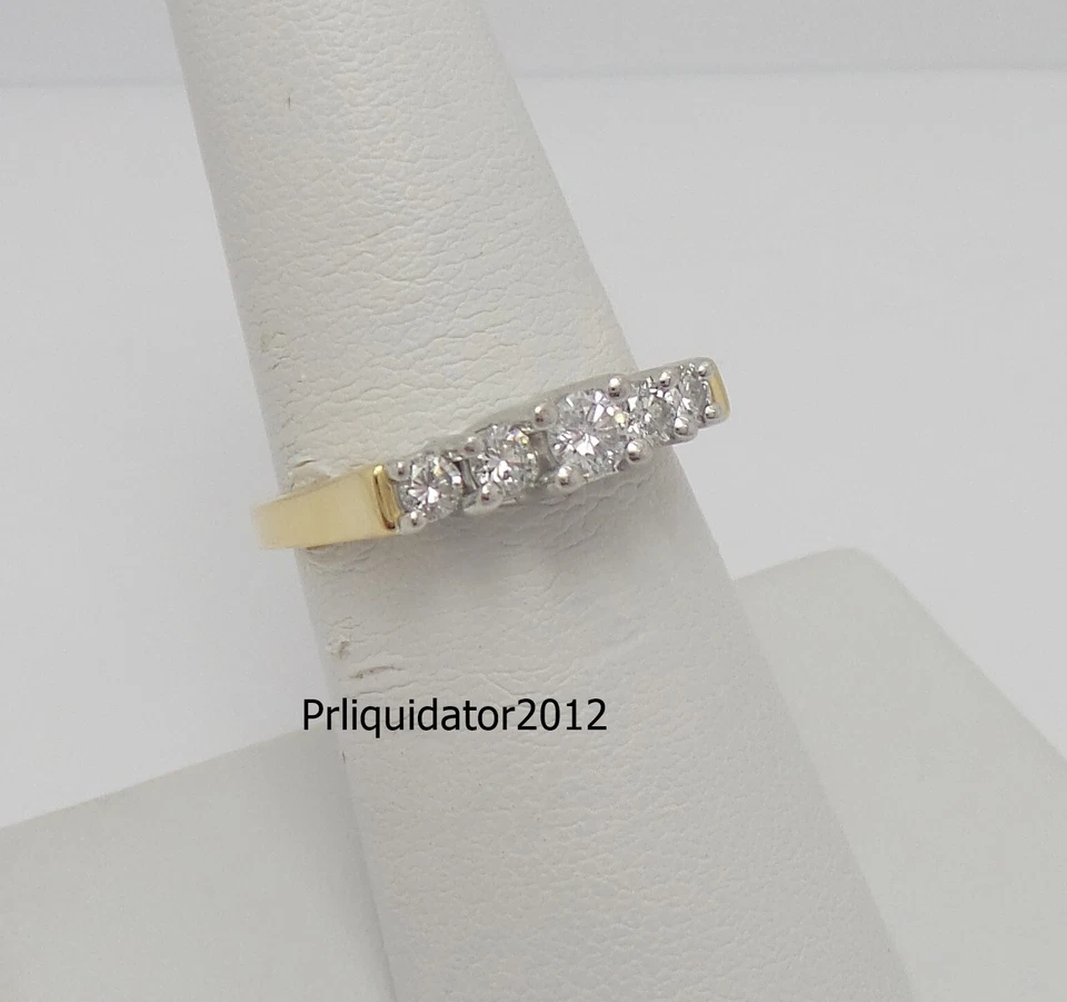 1/2CT Natural Diamond Shared Prong Anniversary Wedding Band Ring 18K Yellow Gold - Image 1 of 4