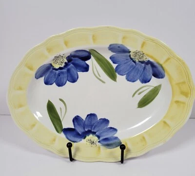 Plato Corona Majolican pintado a mano amarillo azul flor Japón 10,5" para servir de colección Foto 1 de 4