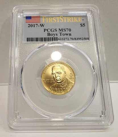 2017-W Gold $5 Boys Town Commemorative MS70 PCGS First Strike Cover