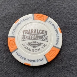 Traralgon Victoria Australia Harley Davidson Poker Chip / Grau & Orange - Bild 1 von 2