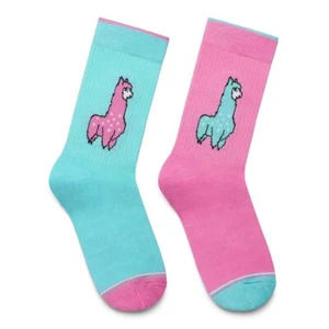 Lama Rose-Blau Socken | Lustige Muster Baumwollsocken | Stylisches Geschenk für alle - Bild 1 von 3