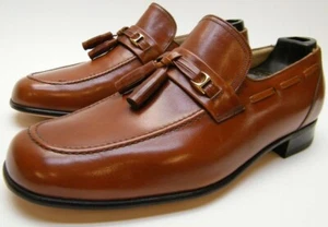 VTG FLORSHEIM DESIGNER COLLECTION BRN LEATHER TASSEL LOAFER DRESS SHOES 9 1/2 D - Picture 1 of 8