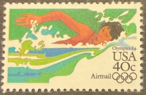 1983 40c Summer Olympics Women’s Swimming airmail single, Scott #C107, MNH, VF - Picture 1 of 2