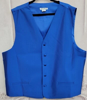 NEW Daniel Ellissa 3XL Luxury Satin Striped Tuxedo Vest Cobalt Blue - Image 1 of 3