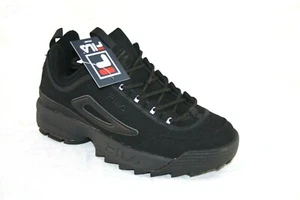 FILA DISRUPTOR II FW04481-001 TRIPLE BLACK FASHION SNEAKER BIG KID'S - Picture 1 of 8