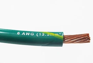 MTW 6 AWG GAUGE GREEN/YELLOW STRIPE STRANDED COPPER SGT PRIMARY WIRE 30 FT - Picture 1 of 2