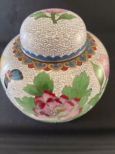 Chinese Cloisoinne Chrysanthemums Jar And Cover